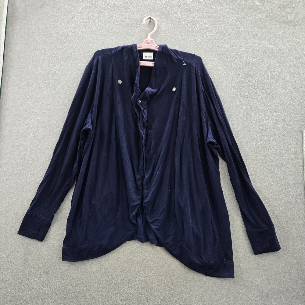 Susan Graver Weekend Women Cardigan XL Navy Collared Front Crossover Jersey